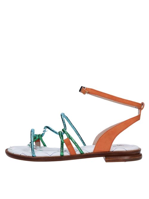 Sandali flat in pelle e camoscio FABI | FD8039B LAS VEGASARANCIO-VERDE-CELESTE